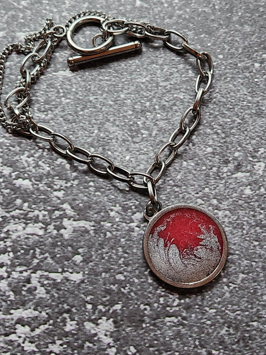 Red & Silver Wave bracelet