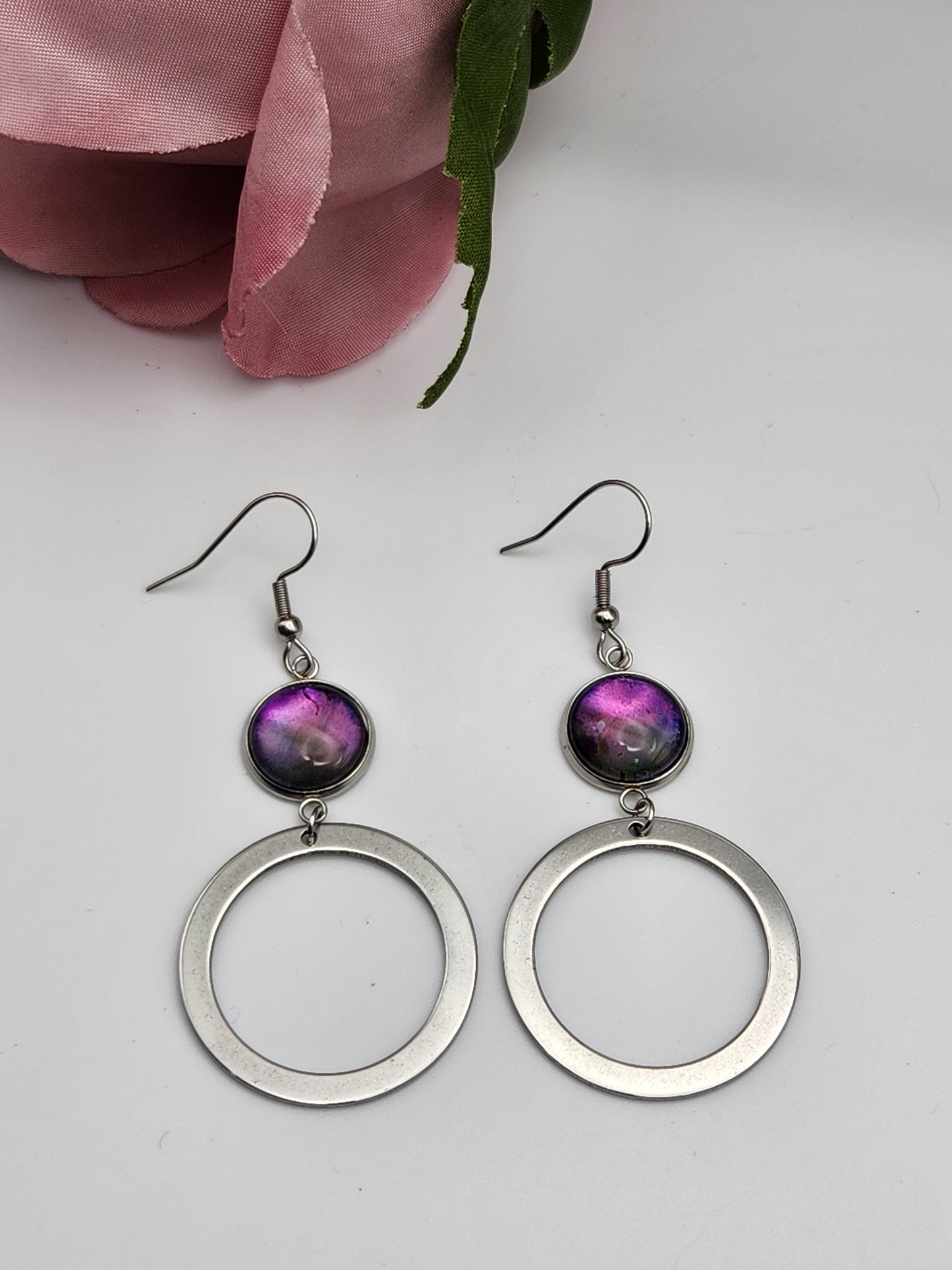 Pink 2 Tier Circle Earrings