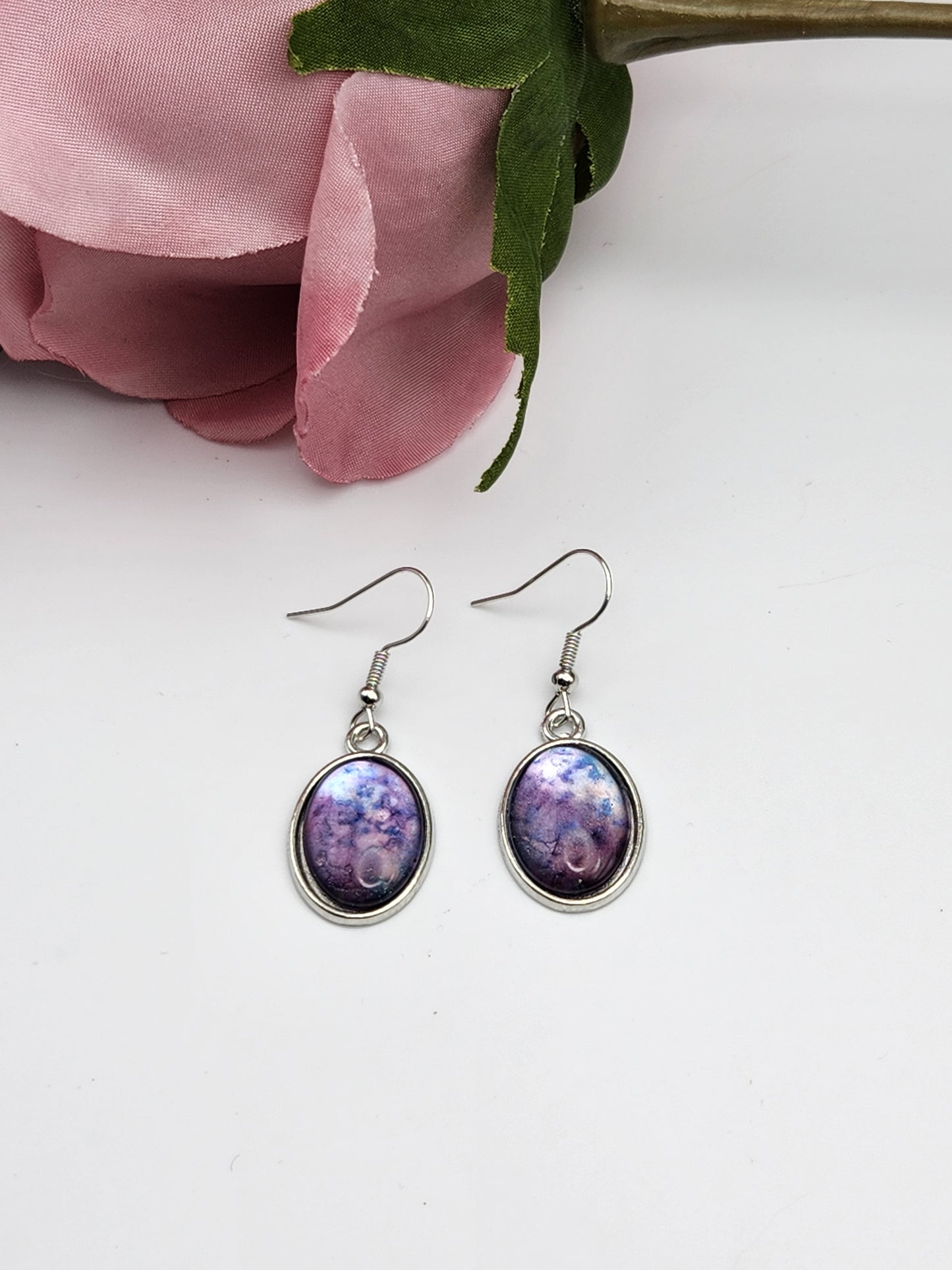 Mystical Purple Oval Earrings
