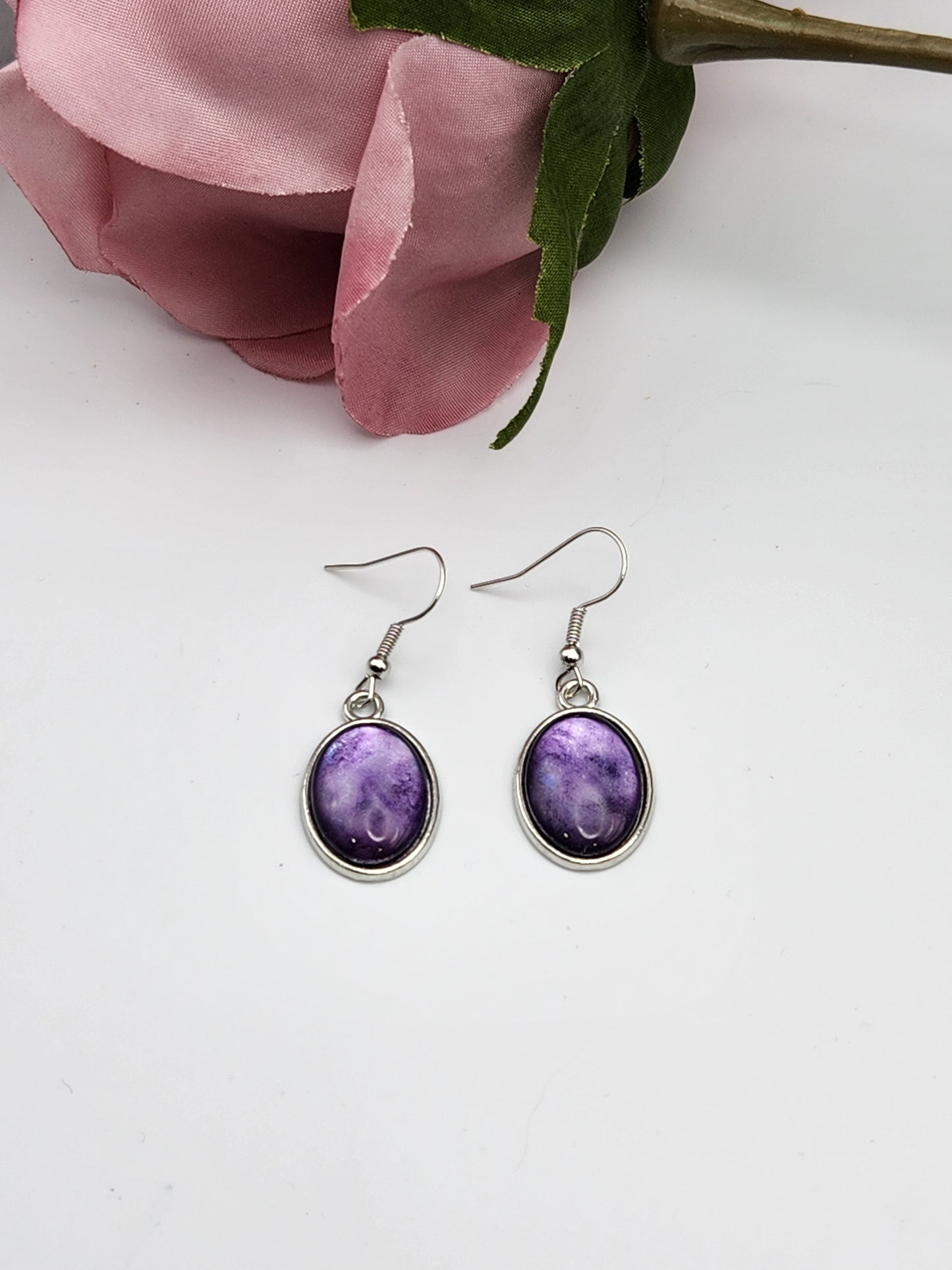 Purple Royalty Oval Earrings
