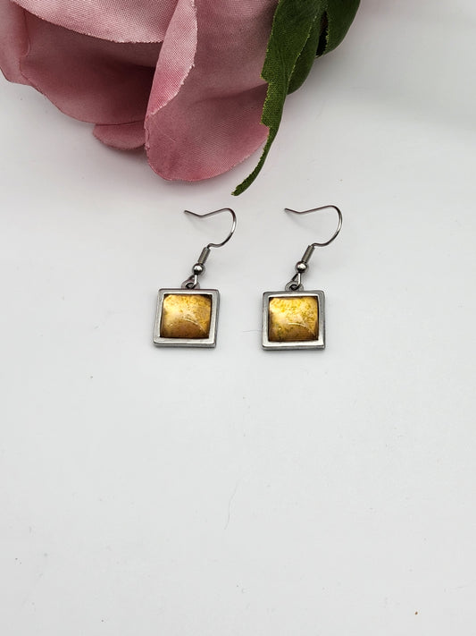 Bright Yellow Square Earrings