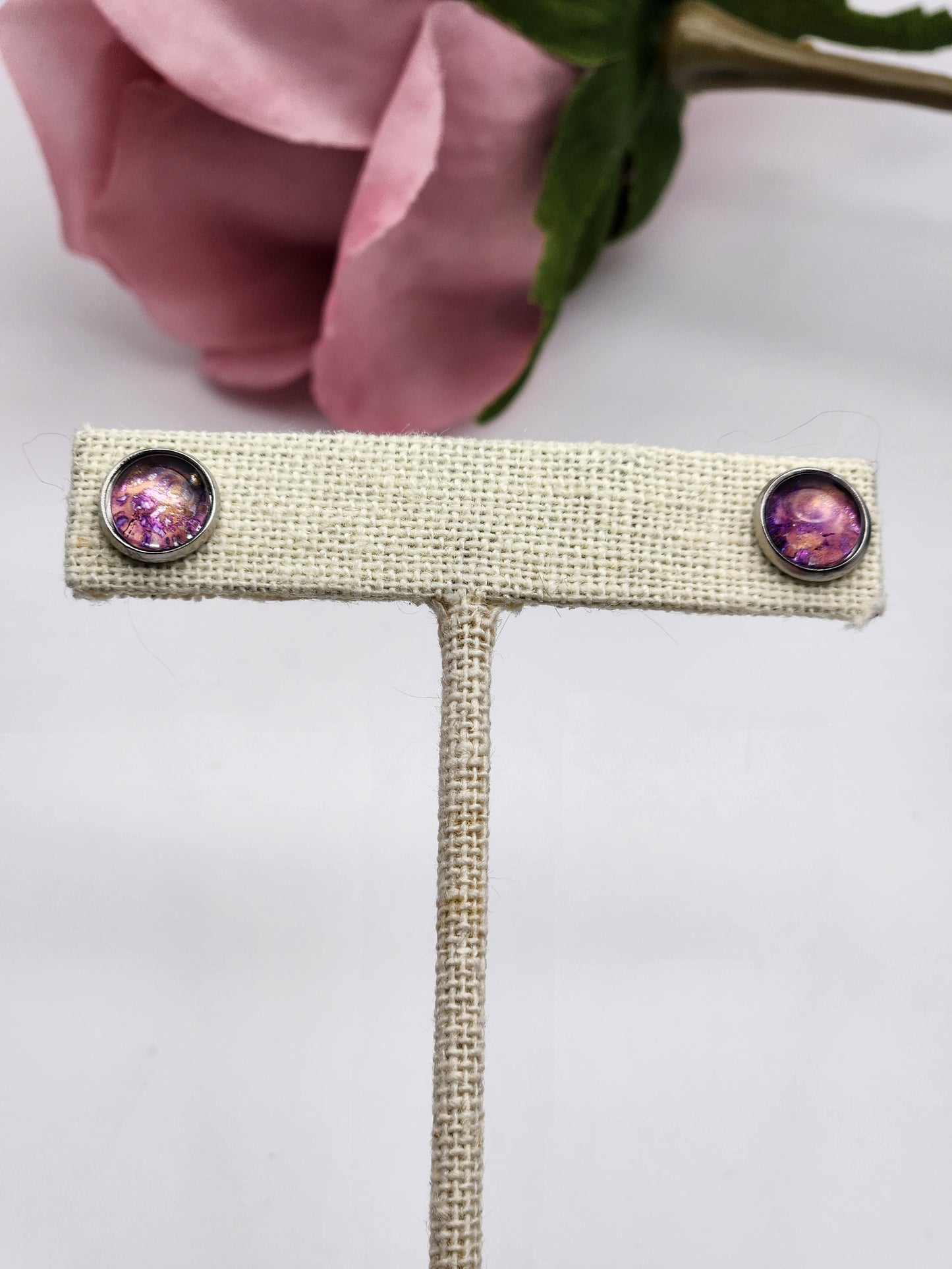Rosy Pink Stud Earrings