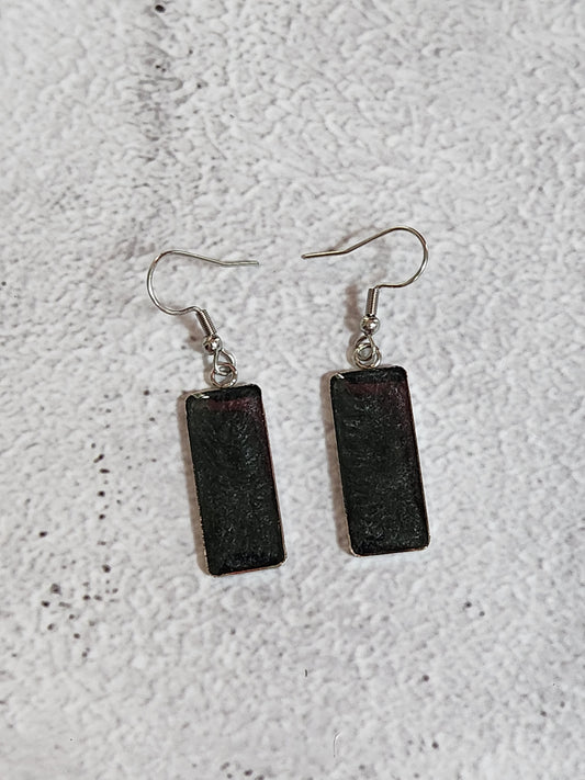 Colored Resin Black Rectangle Earrings Set