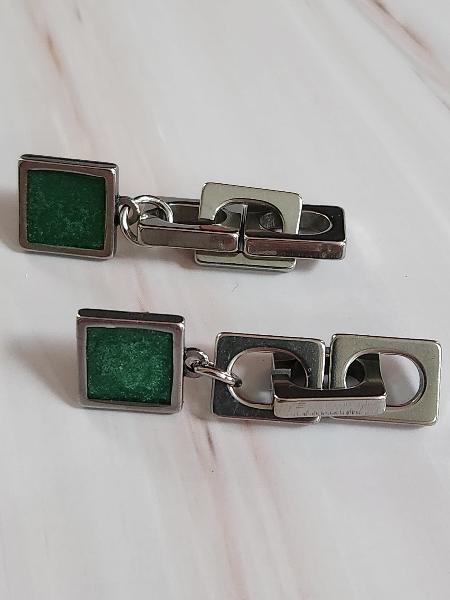 Emerald Square Stud Earrings