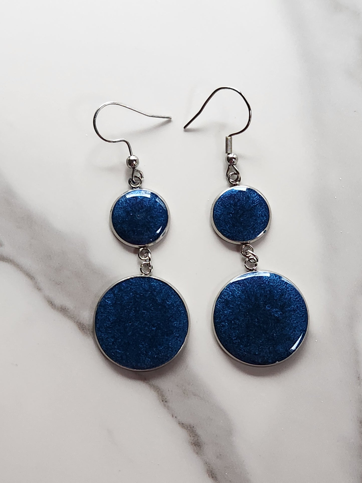Colored Resin Blue 2-Tier Earrings Set