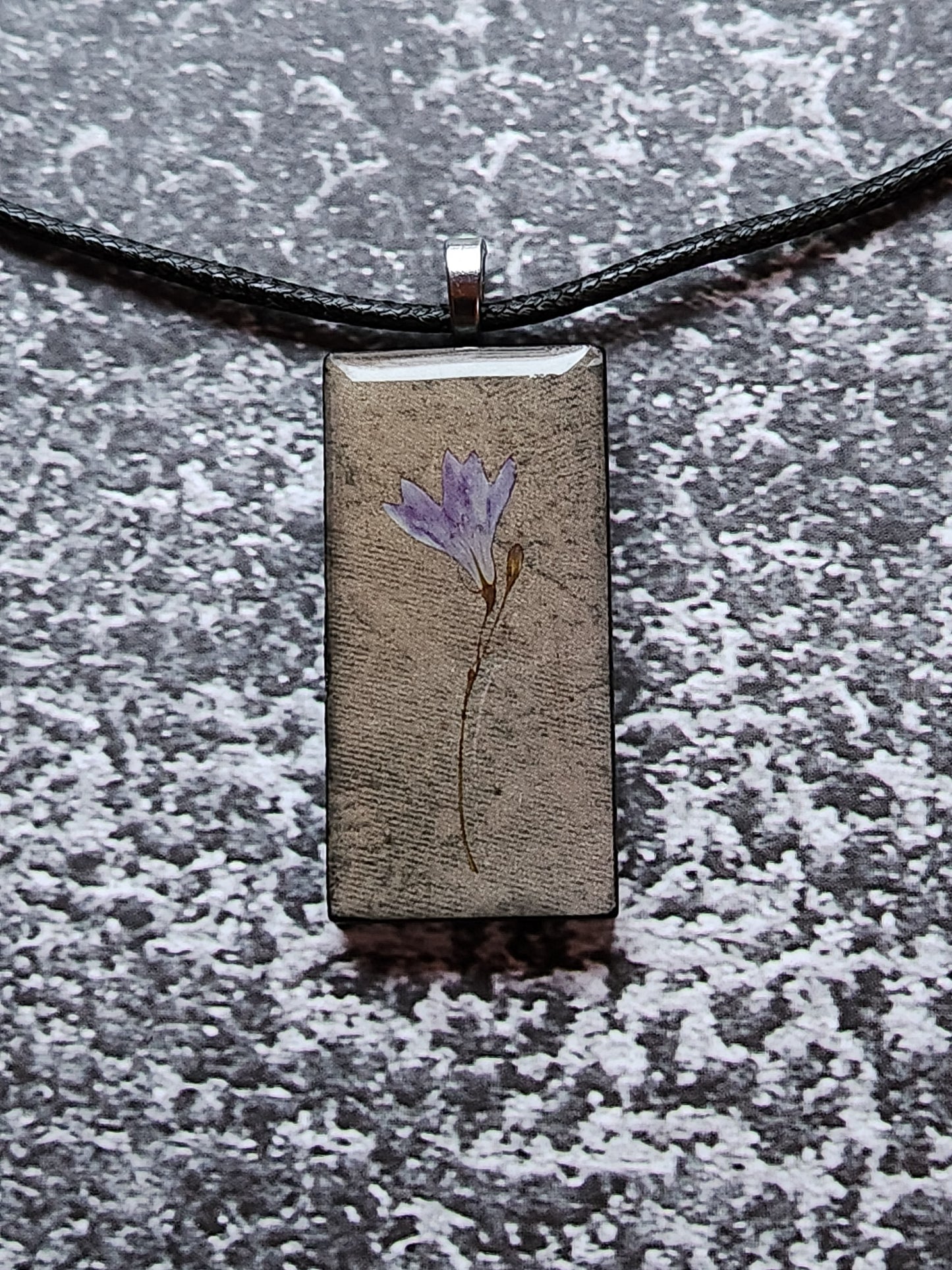 Single Purple Flower Wood Pendant