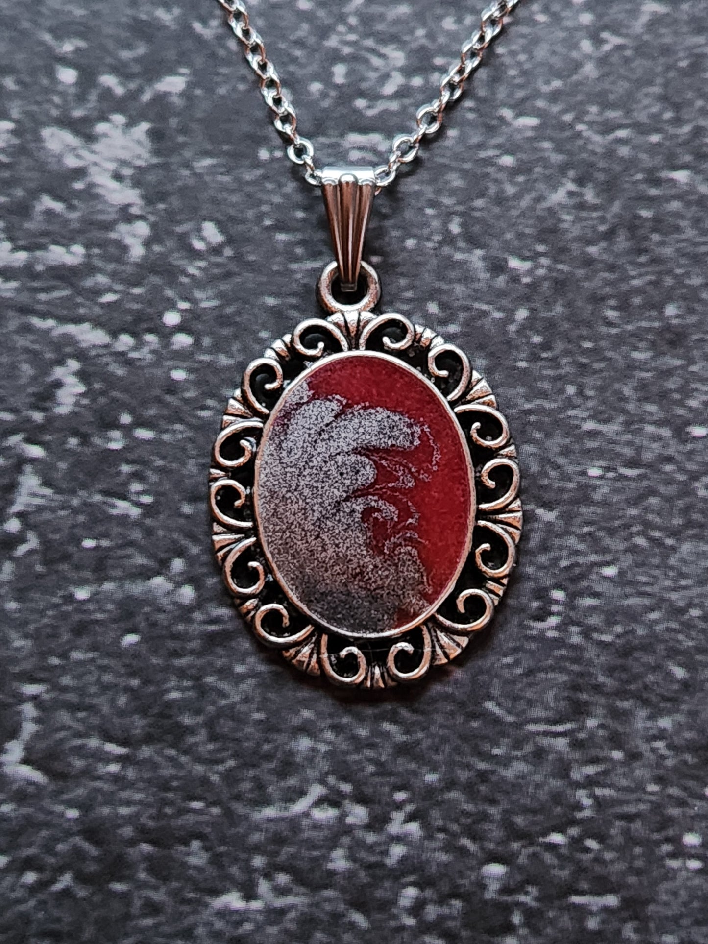 Red & Silver Wave Pendant