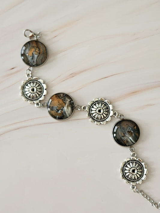 Bronze and Black Circle Bracelet