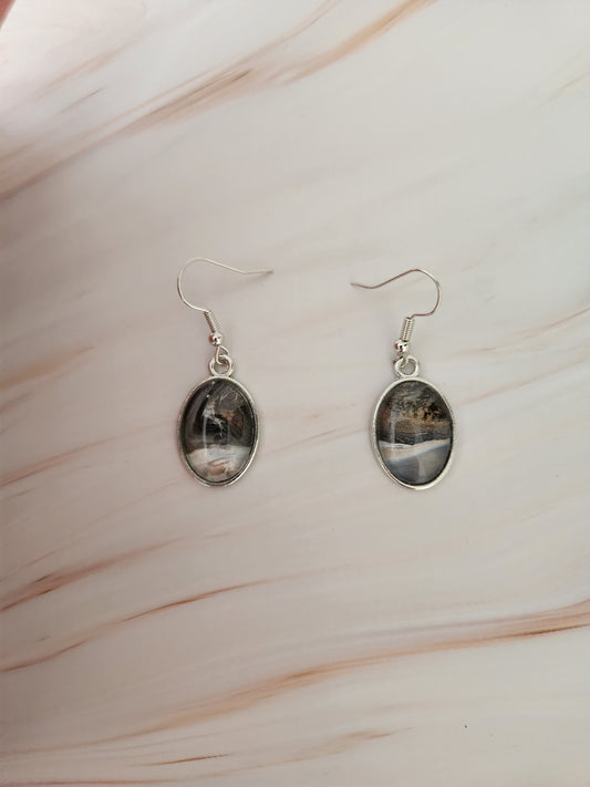 Bronze and Black Oval Earrings