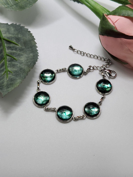 Teal Cabochon Circle Bracelet