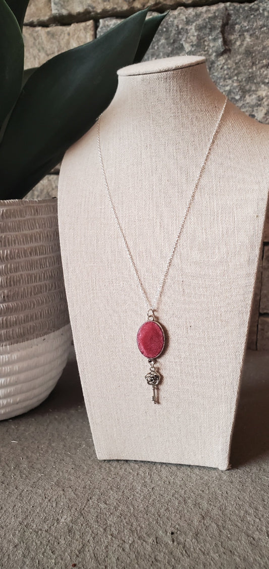 Colored Resin Pink with Key Charm